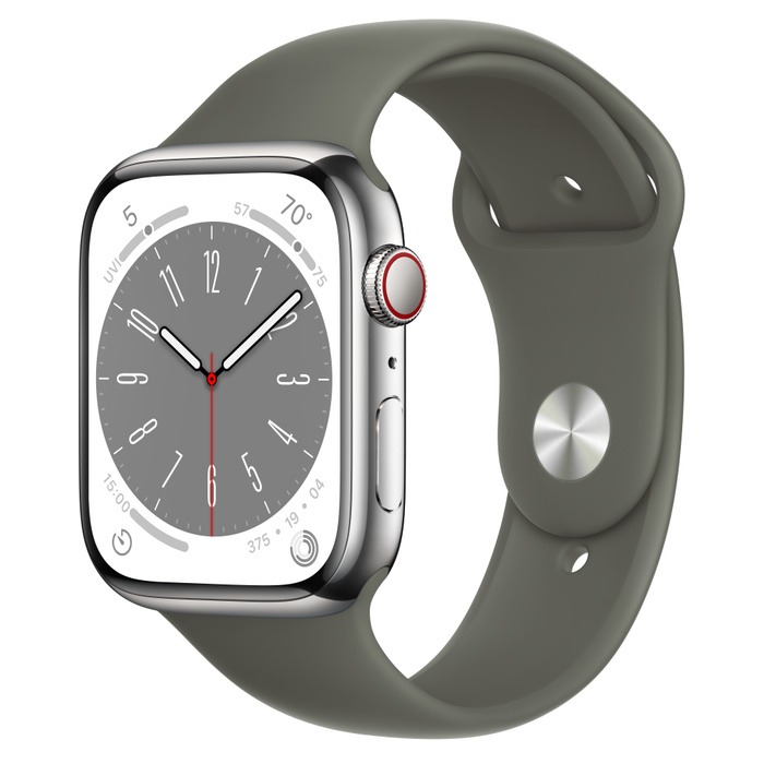 Apple Watch S8 Silver Stainless Steel Case with Sport Band - iHOUSE